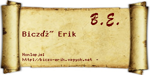 Biczó Erik névjegykártya